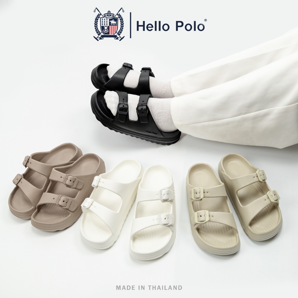 Hello Polo รองเท้าแตะ แบบสวม สายคาดคู่ รองเท้าแฟชั่น พื้นนิ่ม ยาง EVA น้ำหนักเบา ใส่สบาย รุ่น HP8051