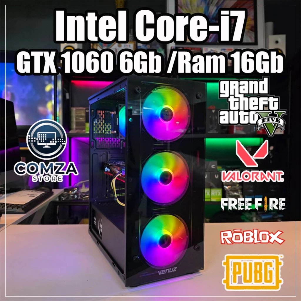 คอมพิวเตอร์ PC คอมประกอบ Core-i7 /Ram 16Gb ทำงาน เล่นเกมส์ GTA V /Valorant /Freefire /Pubg /Roblox (เลือกสเปคได้)
