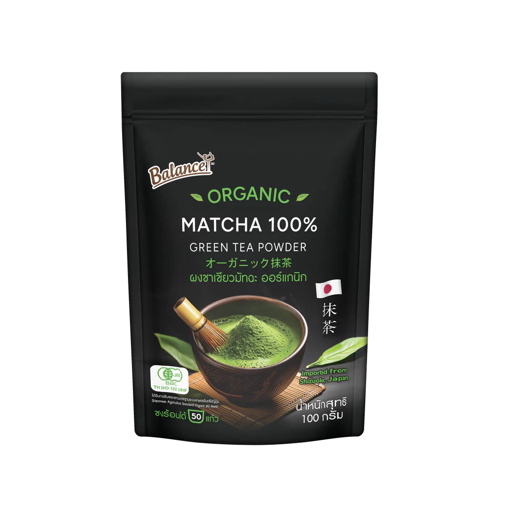 Balance organic matcha 100g. แท้ ผงมัทฉะออร์แกนิค ผงชาเขียว จากชิสึโอกะ ...