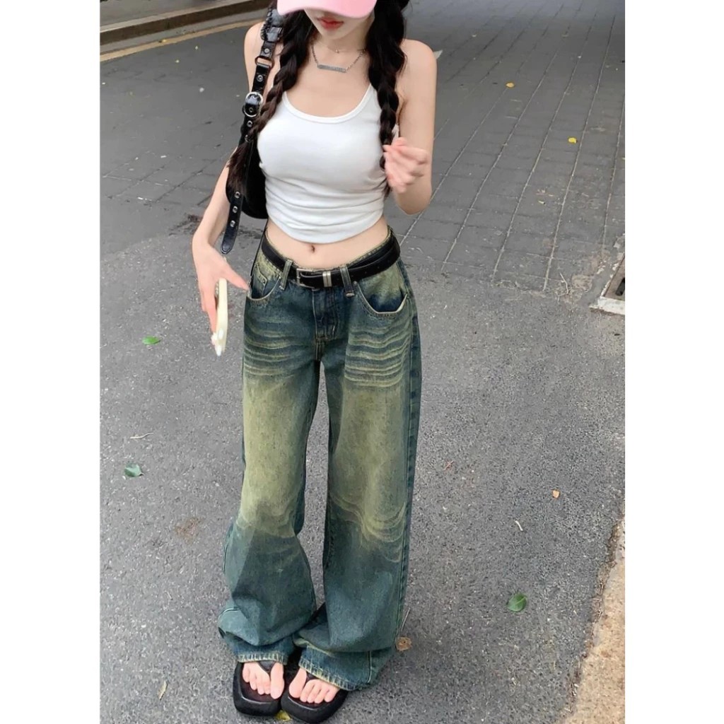 ดเอวสูง ขากระบอกใหญ่ วินเทจ ทรงสวย มีครบไซส์ค่ะ กางเกงยีนส์ทรงกระบอกใหญ่ ย้อนยุค กางเกงยีนส์ - 4