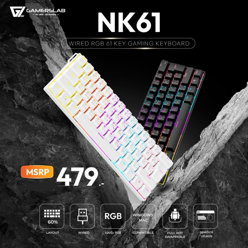 ajazz NK61 keyboard gaming red switch | Shopee Thailand
