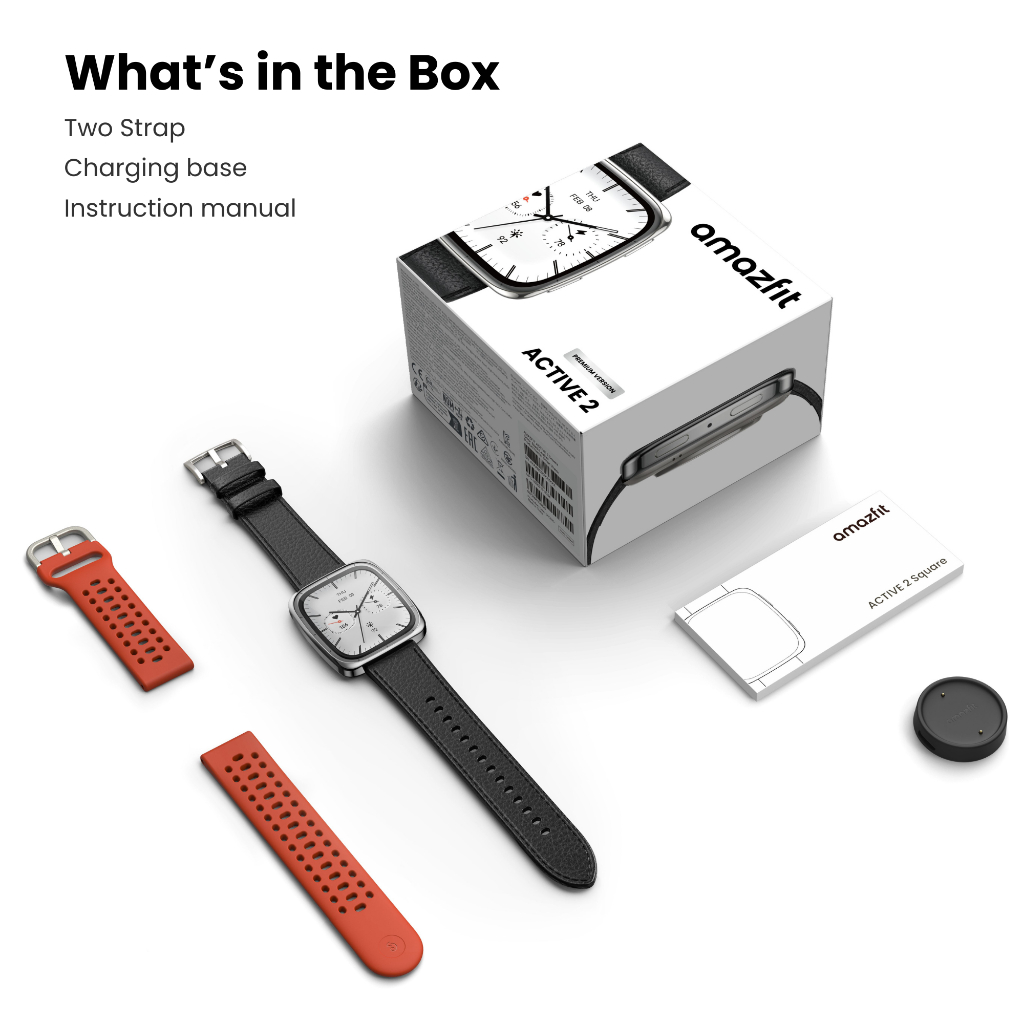Amazfit Active 2 (Square) 43mm Smartwatch พร้อมระบบGPS 5 ระบบดาวเทียม โหมดกีฬา160+ แบตนาน 19 วัน