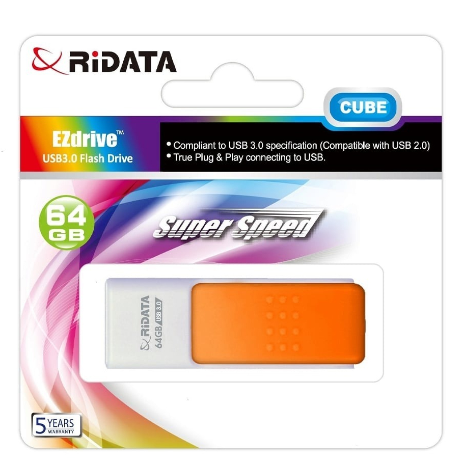 RIDATA 64GB Flash Drive(CUBE) White/Orange - A0170253 | Shopee Thailand