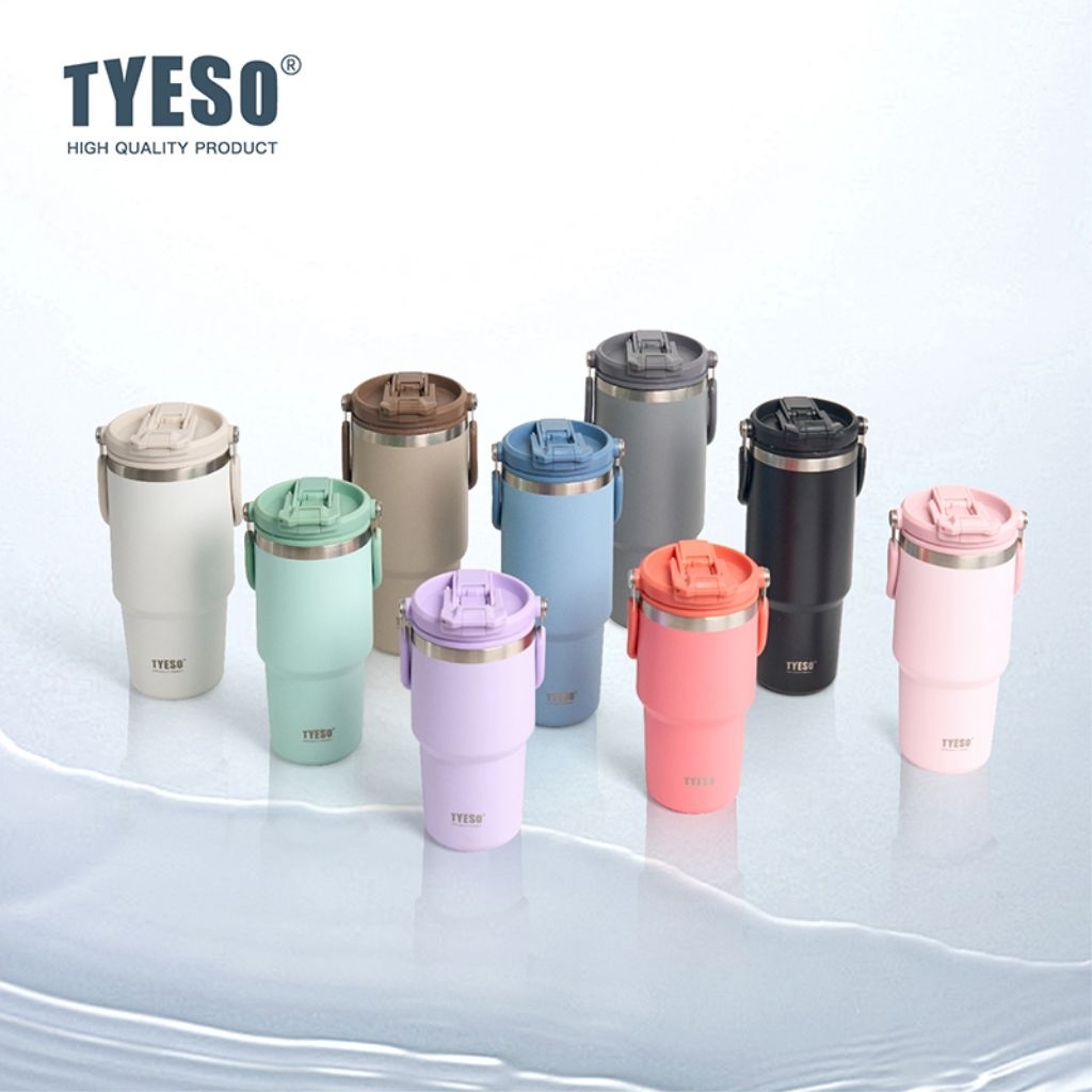 แก้วTYESO แท้(แถมยางรองแก้ว) สีใหม่แก้วน้ำสูญญากาศ แก้วเก็บความเย็นมี5ขนาด600-1200ML สแตนเลส304