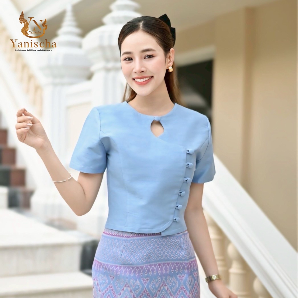 ชุดไทยผ้าไหมแท้ ญาณิศชา ใส่แล้วดูผอม ไซส์ XS-5XL พร้อมส่ง มุมมองที่ 3