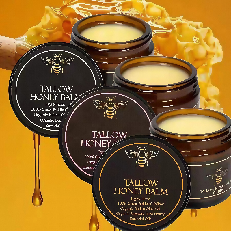 Organic Grass-Fed Beef Tallow Raw Honey Balm - Body Facial Moisturizing ...