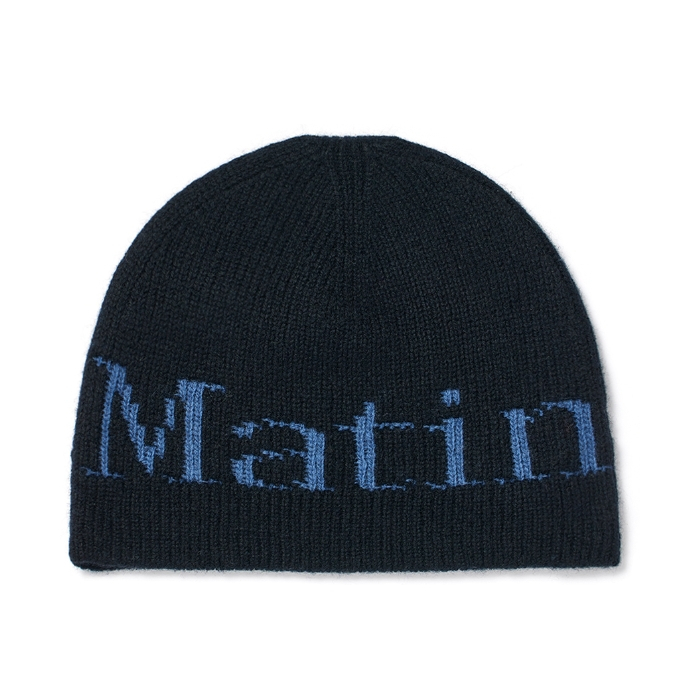 Matin Kim Logo Jacquard Short Beanie in (Black, Grey, White