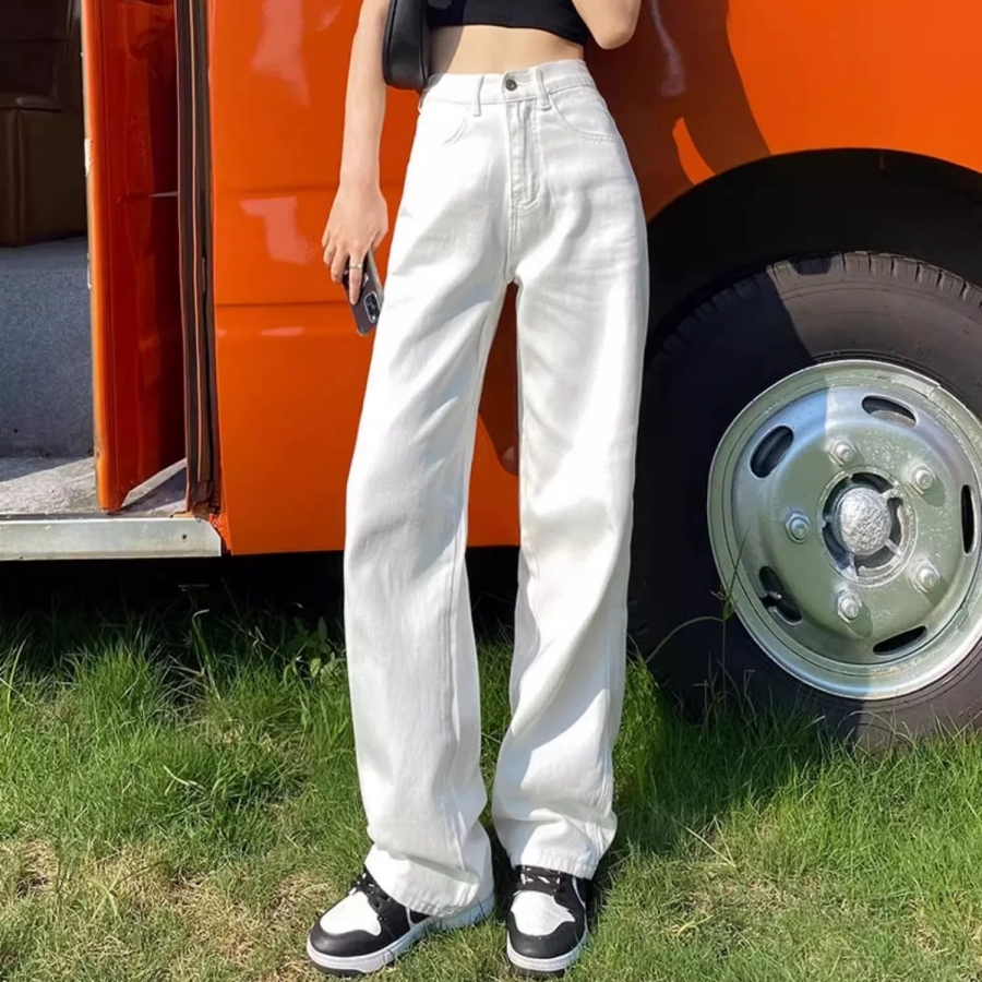 💥YH#528💥มีไซซ์ S-3XL💥กางเกงยีนส์ เอวสูง สไตล์เกาหลี แนววินเทจ เท้ากว้าง กางเกงยีนส์ขายาว สวยๆเก๋ๆ - 5