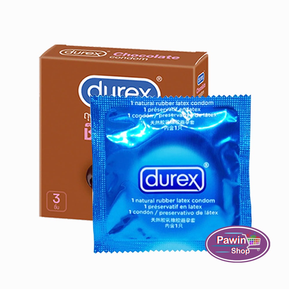 Durex Chocolate ถุงยางอนามัย ดูเร็กซ์ ช็อกโกแลต ผิวแบบปุ่ม ขนาด 53 มม. ...