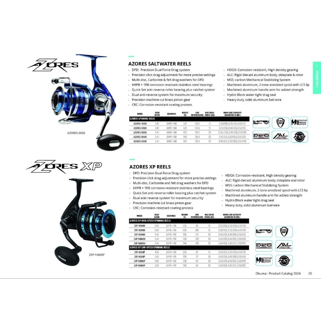 Azores 9000 Okuma Azores 5500 Price Okuma AZORES Blue Saltwater