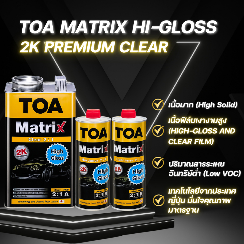 TOA Matrix Hi-gloss 2K Clear Coat 2:1 + Hardener | ชุดแล็กเกอร์เงา ...
