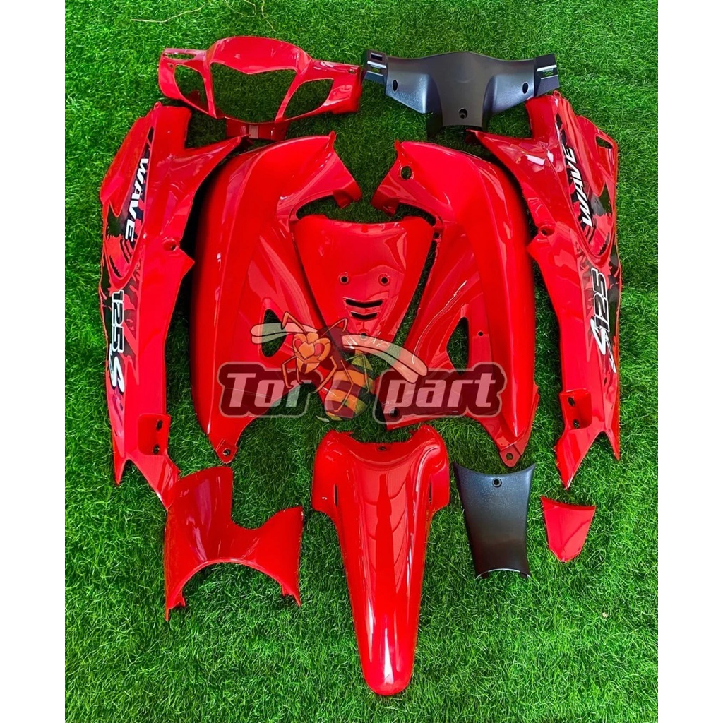 ชุดสี Wave125 S และ R ชิ้นงานเกรดArm สีแดงสดล้วน