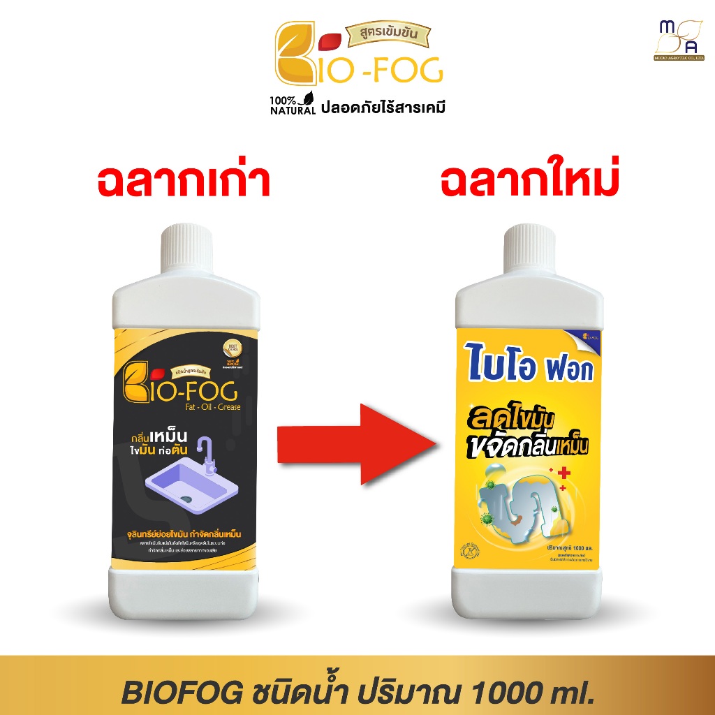 ไบโอฟอก BioFog (ชนิดน้ำ) 1000 ml. จุลินทรีย์ย่อยไขมันและกากของเสีย ดับ ...