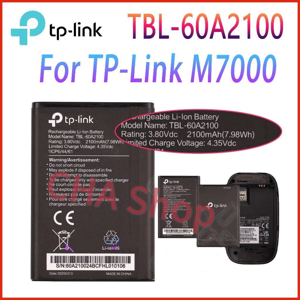 Accesorio Para Wifi Portátil NEWASHAN Batería TBL-53A3000 Compatible Con TP-Link Router Portátil M7450 M7650 Mobile WiFi Hotspot Módem W-LAN 3,8 V 3000 MAh Li-ION Lipo Pilas Accu BL-53B3000 Kit De Reemplazo De