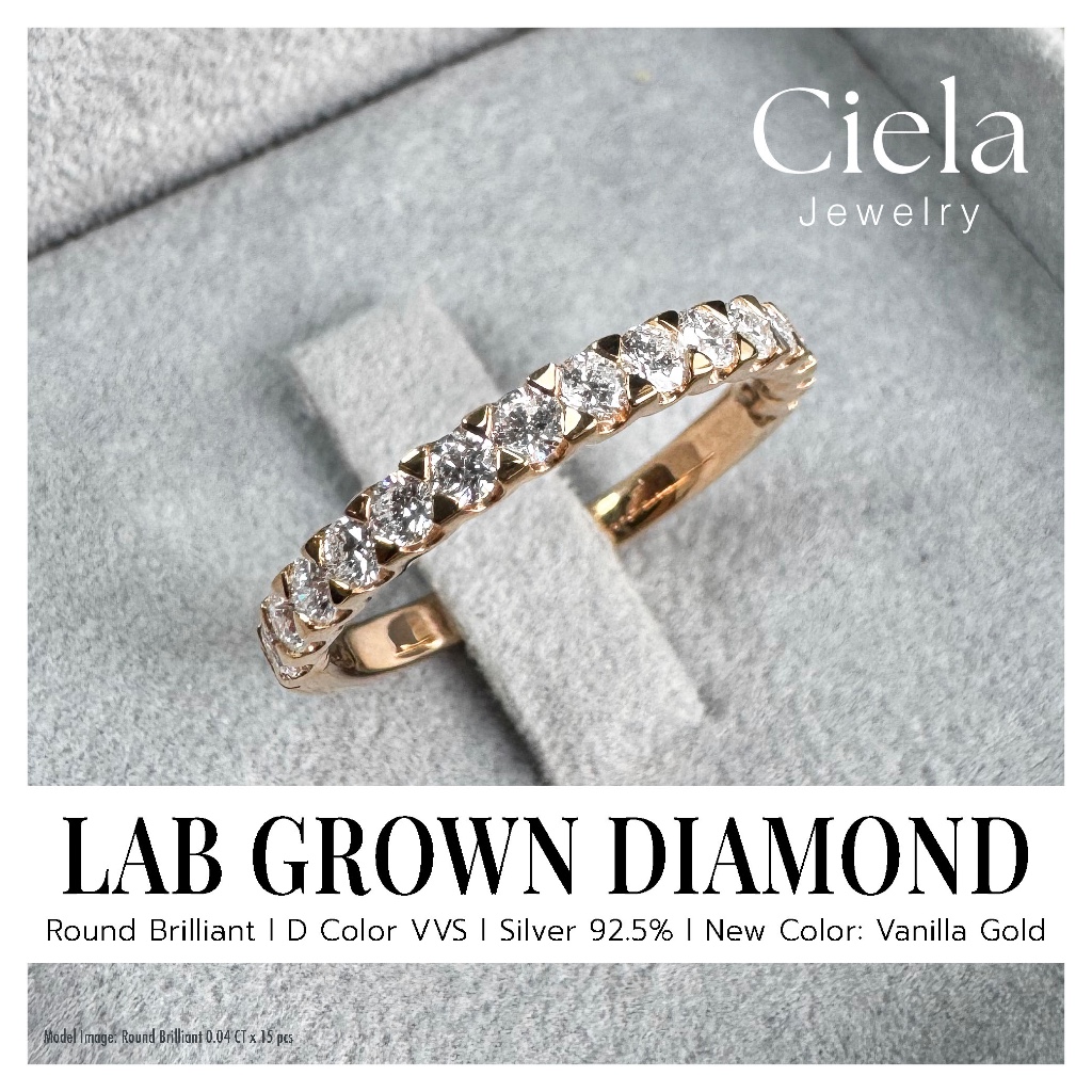 แหวนเพชรแถว (Diamond Band) Lab Grown น้ำ100 เม็ดละ 0.04 CT รวม 0.60 CT ...