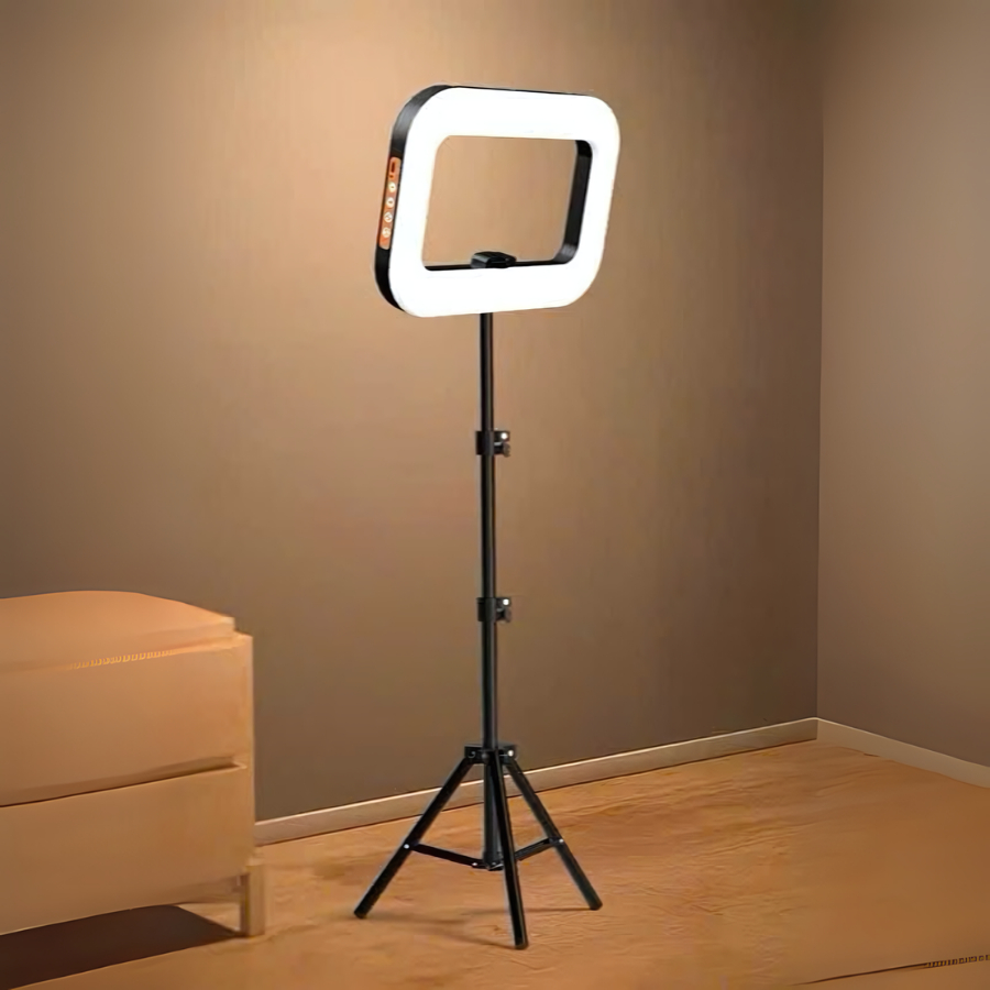 ไฟวงแหวน LED Video Rig พร้อมขาตั้ง ปรับอุณหภูมิสี 2,500–8,500K ในตัว ...