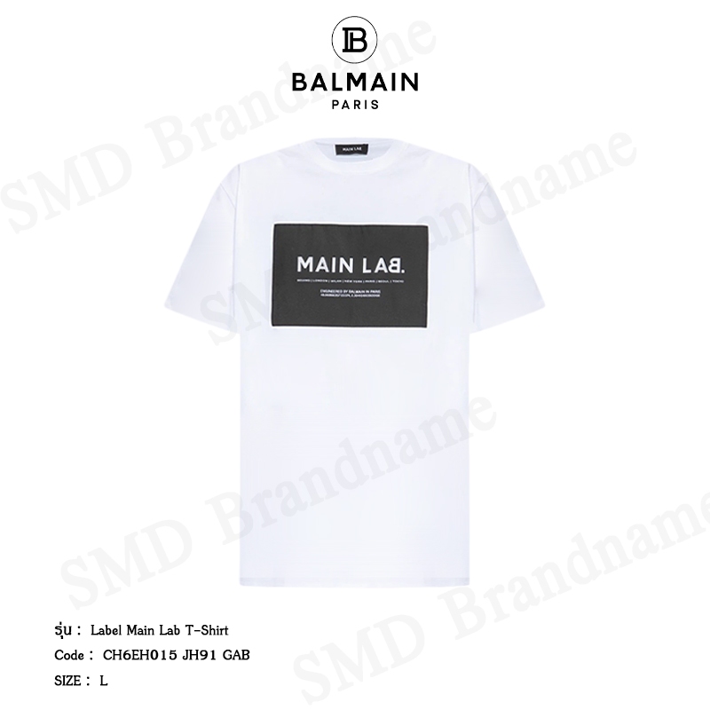 Balmain เสื้อยืดคอกลม รุ่น Label Main Lab T-Shirt Code: CH6EH015 JH91 ...