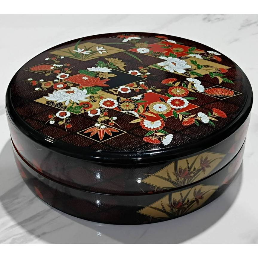 กล่องเบ็นโตะญี่ปุ่น ทรงกลม 2ชั้น Bento Box Japanese ขนาด 28 x 28 Cm.