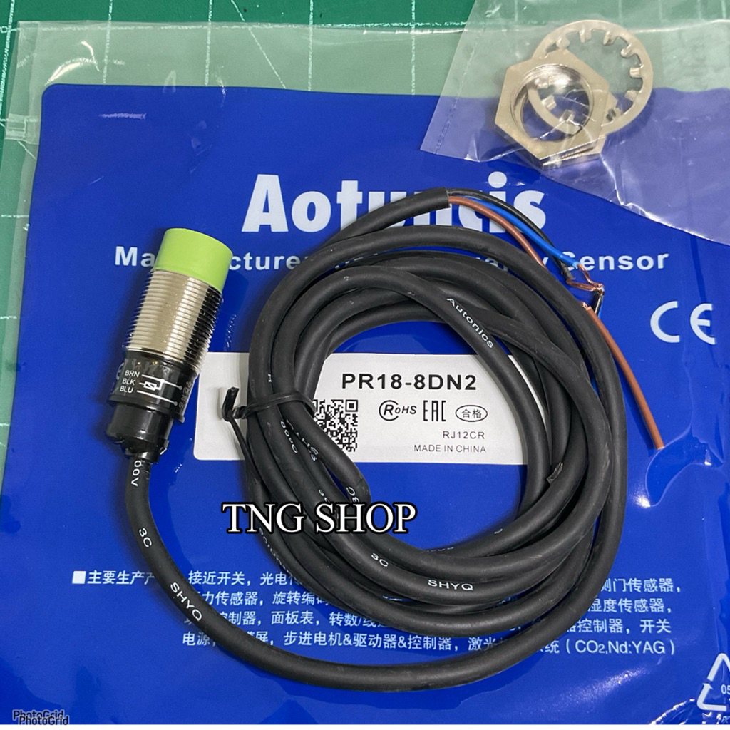 PR18-8DN2 (NPN NC) 3 สาย Proximity Sensor ขนาดเกลียว 18 มม. ระยะจับ 8 ...