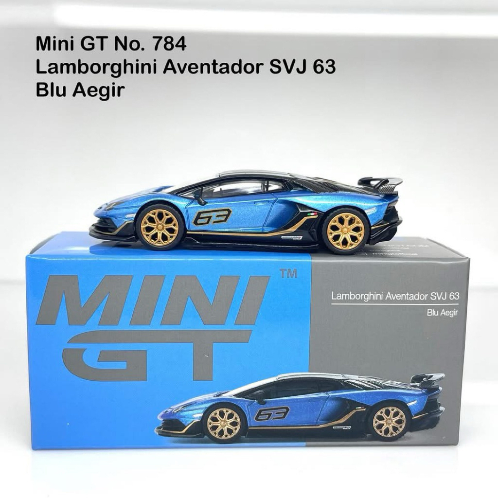 Mini GT 1/64 No.784 Lamborghini Aventador SVJ 63 Blu Aegir RHD | Shopee ...