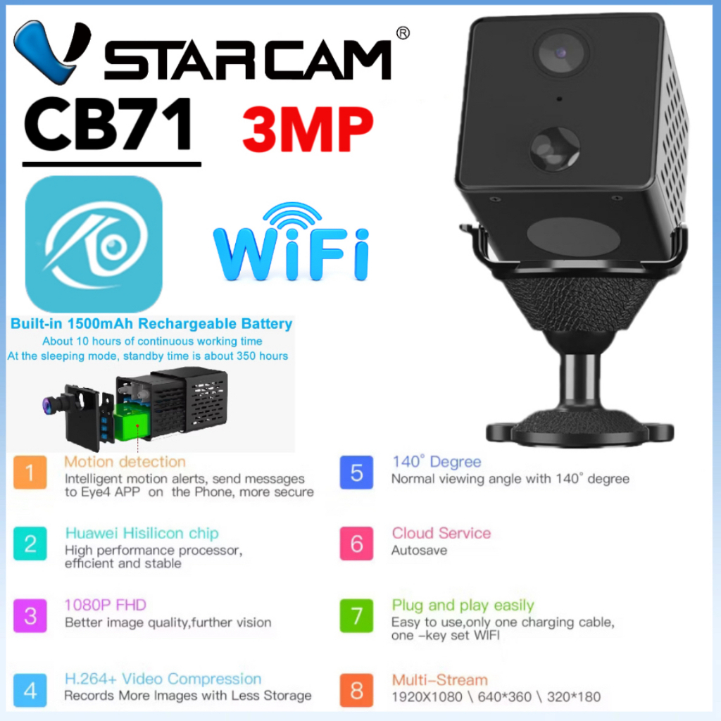 Vstarcam รุ่น CB71 กล้องวงจรปิด Mini ความคมชัด 3.0MP พกพาได้ มี ...