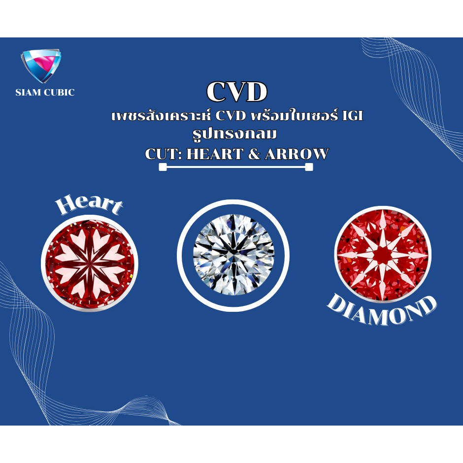 เพชร CVD ทรงกลม ROUND Diamond CVD Lab grown Diamond color E,F /VVS2 ...