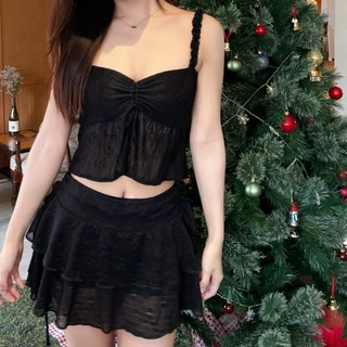 GLIMMER.MM - Mistletoe Top ✨ สายเดี่ยว สายเดี่ยวลูกไม้ ชุดไปทะเล ชุดสีขาว
