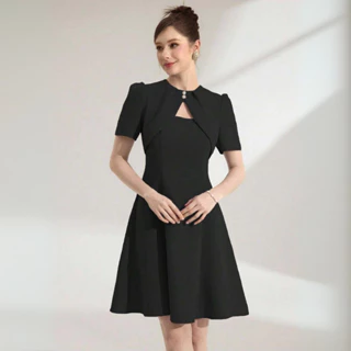 【S-4XL】EVIOVIO เดรสสไตล์ฝรั่งเศส ดีไซน์เรียบหรู ทรงยาวปานกลาง เดรสพลัสไซซ์ สาวอวบ ใส่ไปทำงาน