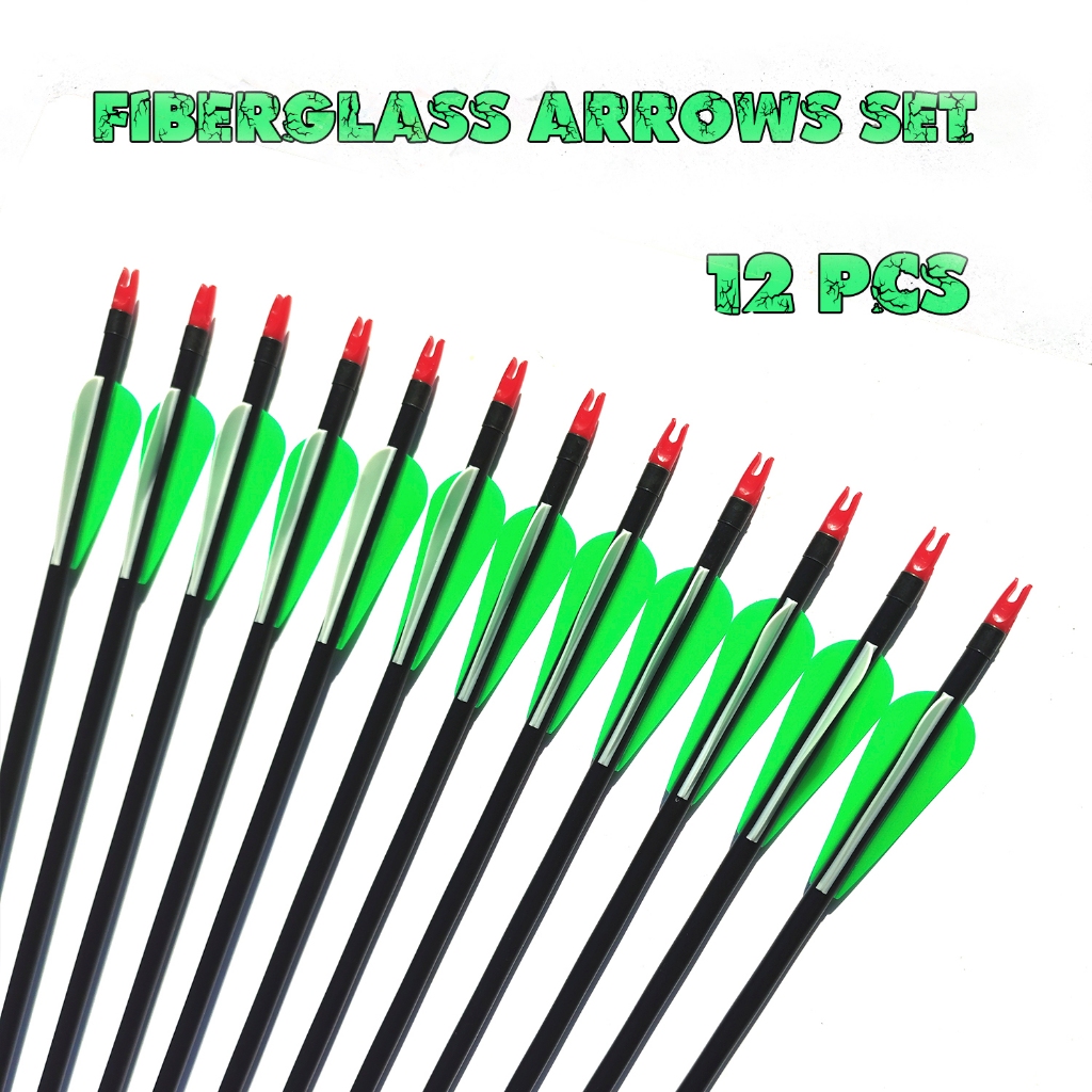 12pcs 80cm Spine 500 Fiberglass Arrows with Changeable Arrow Head for ...