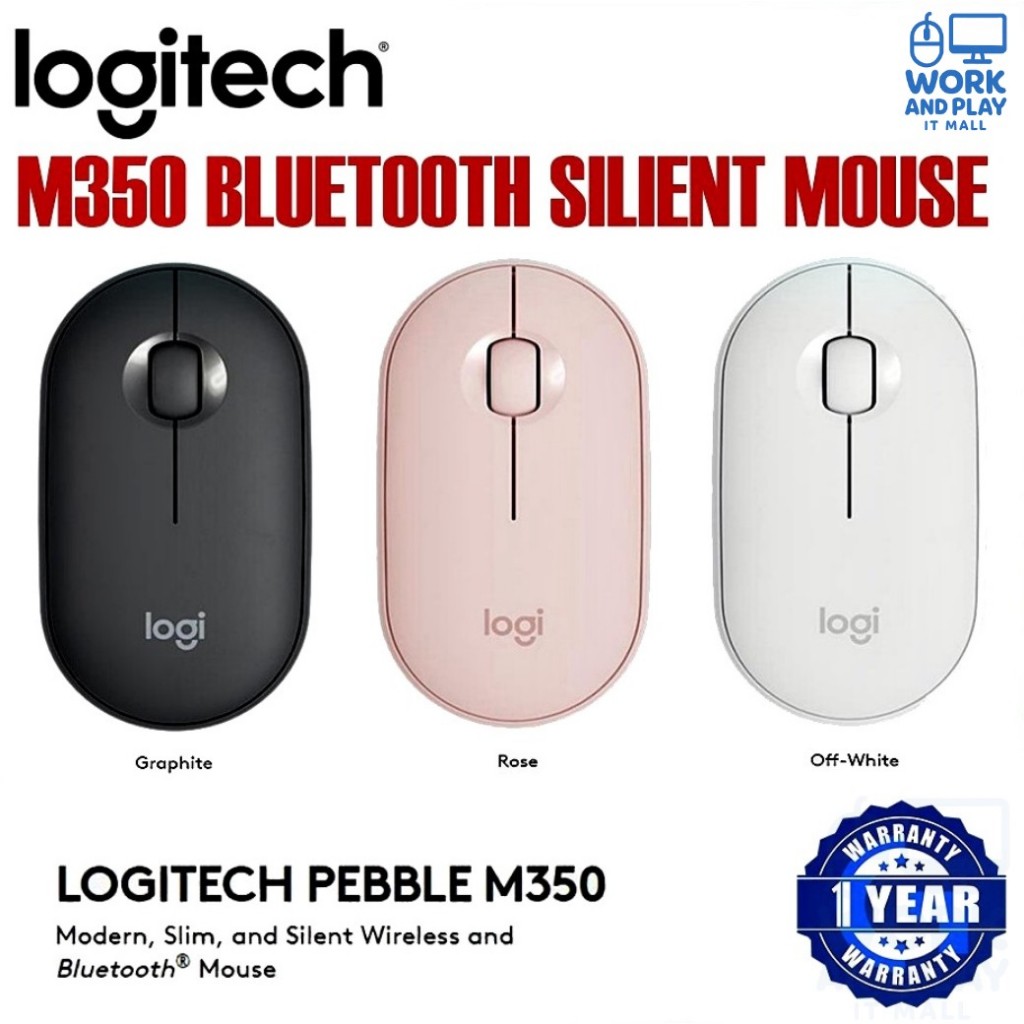 MOUSE (เมาส์ไร้สาย) LOGITECH M350 M350S PEBBLE Bluetooth Mouse Warranty ...