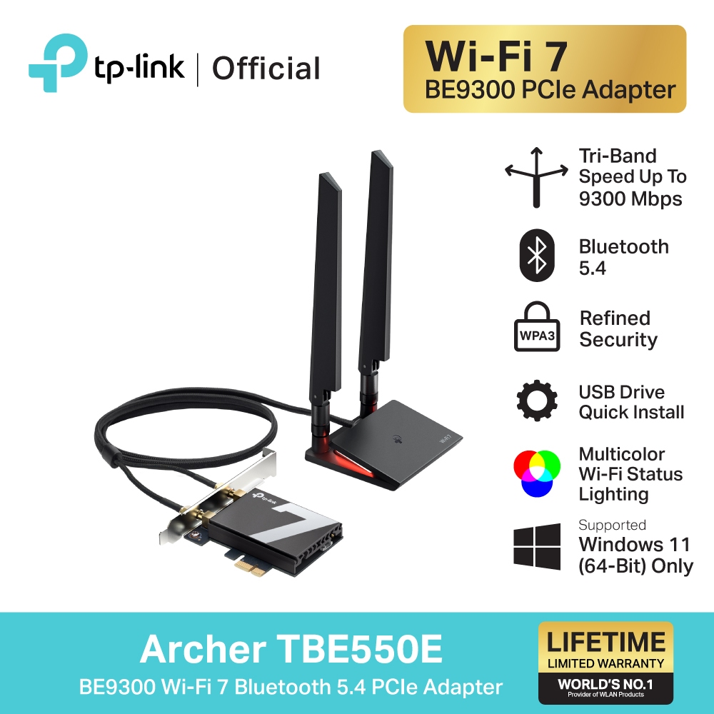 TP-Link Archer TBE550E BE9300 Wi-Fi 7 Bluetooth 5.4 PCIe Adapter