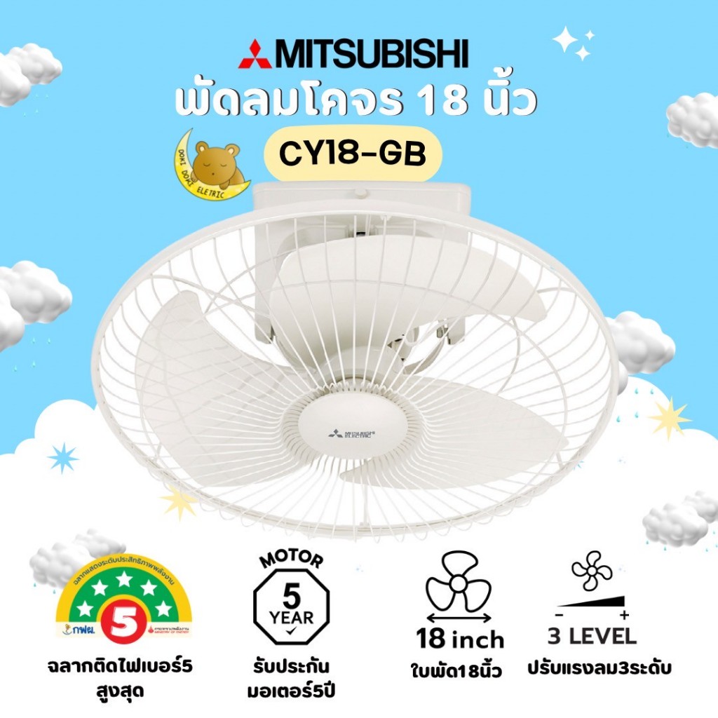 พัดลมโคจร Mitsubishi (มิตซูบิชิ) ขนาด 18 นิ้ว รุ่น CY18-GB | Shopee ...