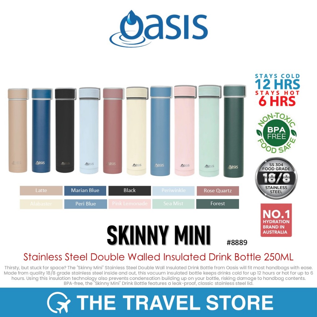 Oasis SKINNY MINI Stainless Steel Double Walled Insulated Drink Bottle ...