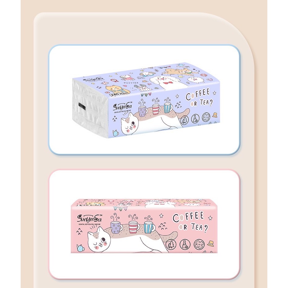 1บาท ทุกวันเที่ยงคืน 11 12 13 14 15 ห่อใหญ่ยาว ส่งทุกวัน coffee tea ทิชชู่ห่อใหญ่ หนา 3 ชั้น ลายแมว ส่งไทย olbighome. - 5