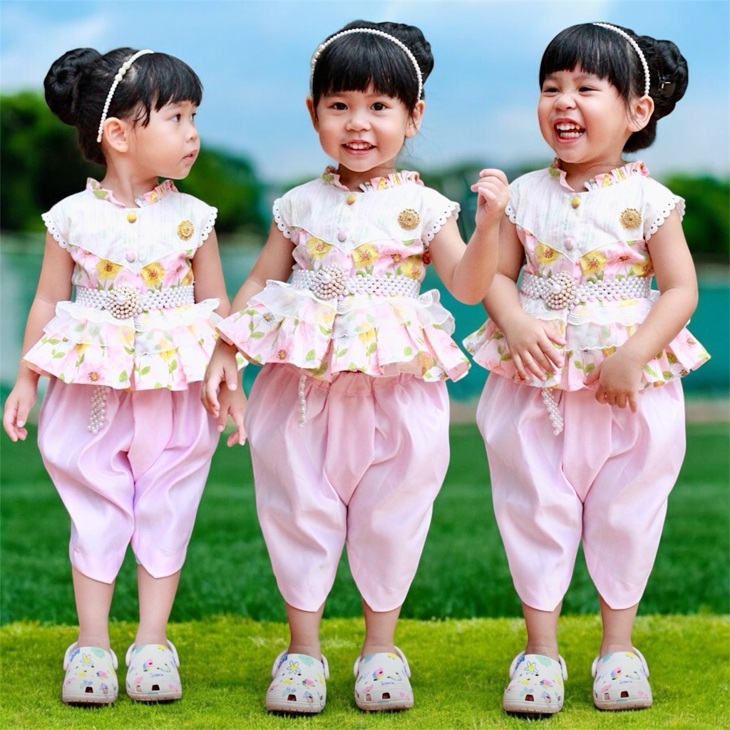 💖 ชุดไทยเด็กหญิงโจงกระเบน รุ่นมะลิวัลย์ ใส่ไปโรงเรียน สบาย ไม่ร้อน ราคาถูก มีจำนวนจำกัด มุมมองที่ 4