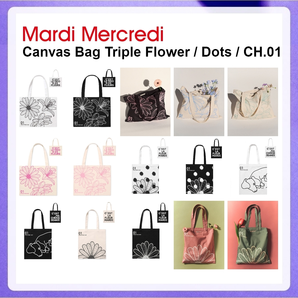 CANVAS BAG FLOWER DU MERCREDI_LIGHTPINK RED