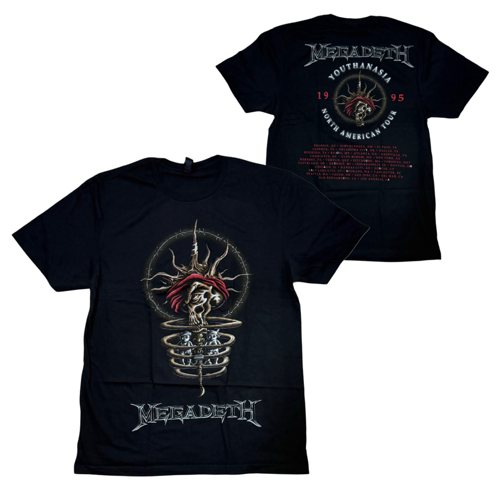 T-shirt Vintage Megadeth Youthanasia Tour 1995 - Taille M, Noir, Occasion Parfait état