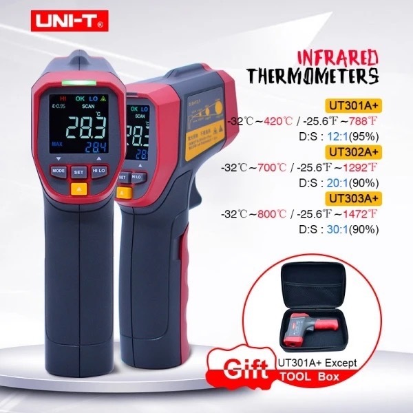 UT301A UNI-T + เครื่องมือตรวจสอบอุณหภูมิวงกลมดิจิตอลวัดอุณหภูมิแบบไม่ ...