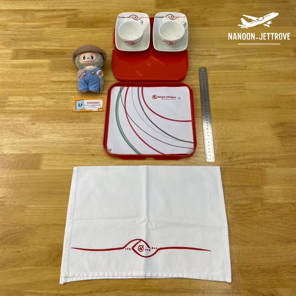 ️ ชุดของใช้บนเครื่องบิน Kenya Airways | ถาด แก้ว จาน ผ้าปูโต๊ะ ...