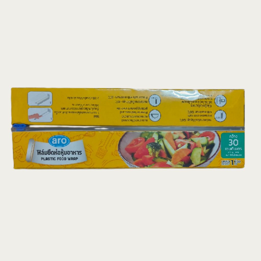 Aro เอโร่ ฟิล์ม ฟิล์มยืดห่อหุ้มอาหาร Plastic Food Wrap ขนาด 12 นิ้ว*60 ...