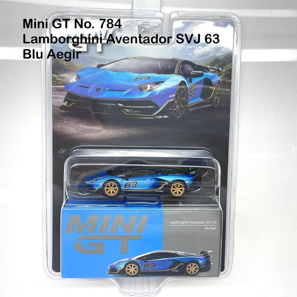 Mini GT 1/64 No.784-BL Lamborghini Aventador SVJ 63 Blu Aegir / Blister ...