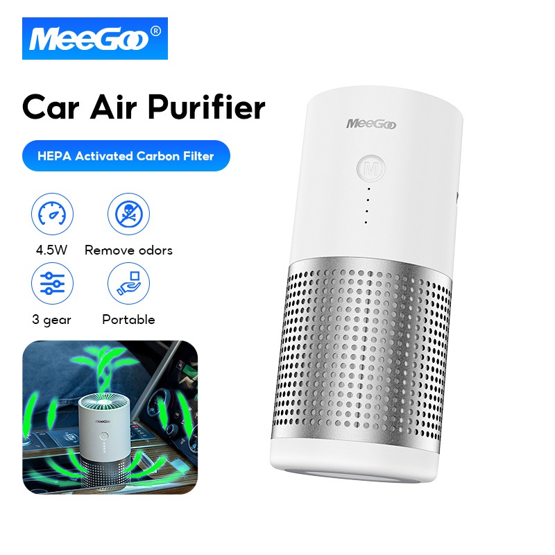MeeGoo เครื่องฟอกอากาศในรถยนต์ แบบพกพา HEPA Car Air purifier กรองรถยนต์ใหม่ กรองฝุ่นในรถ