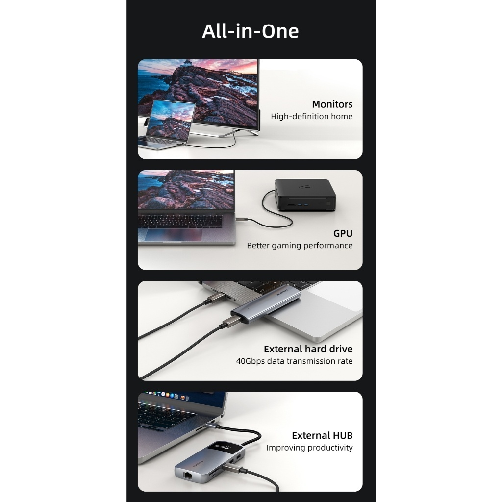 CABLETIME USB 4 Cable 240w Charging 40Gbps 8K รองรับ Thunderbolt 4 CU44 ...