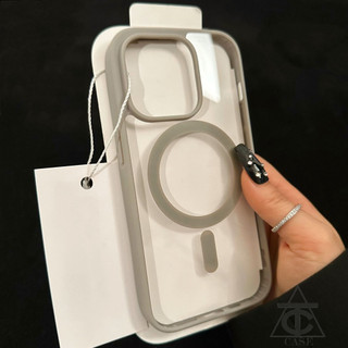 Case điện thoại di động cho iPhone 11 15 14 13 12 16 17 Pro Max 7 8Plus XR trong suốt, có chức năng sạc không dây nam châm