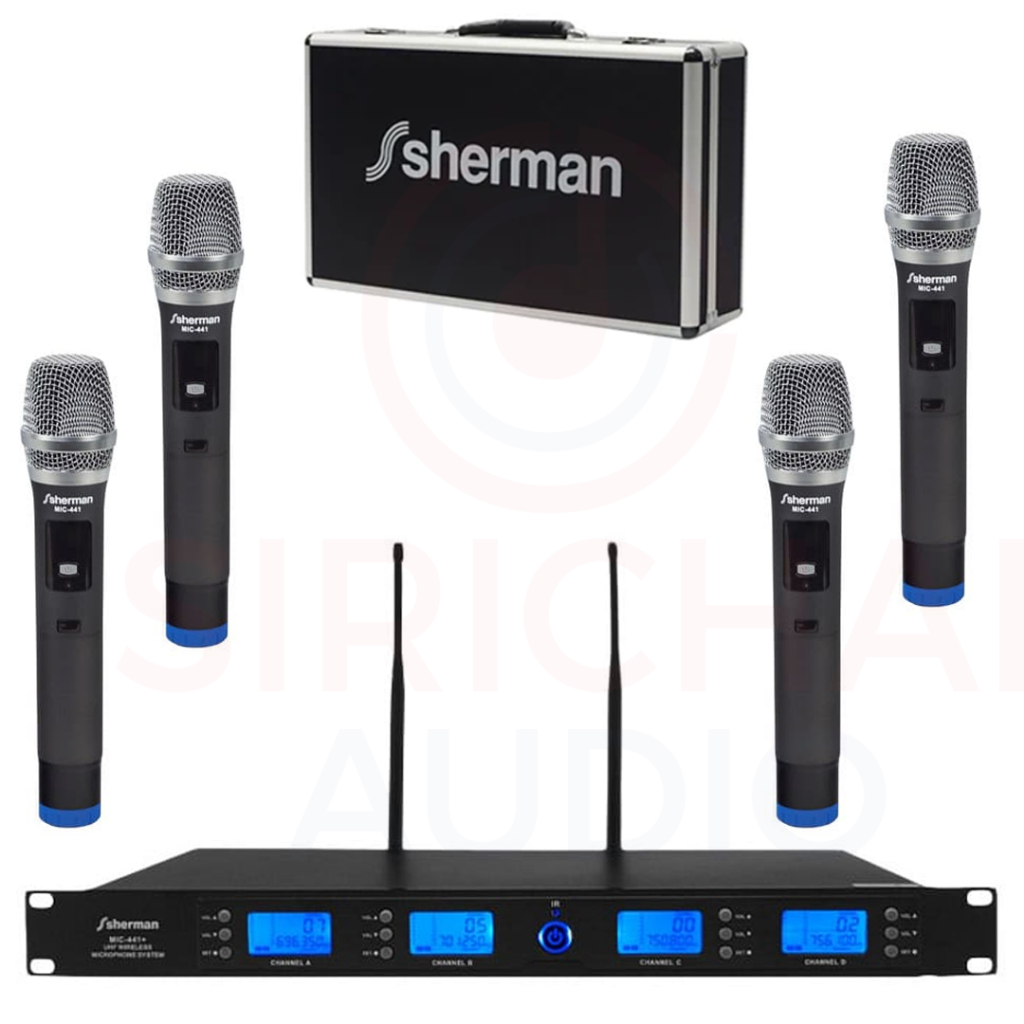 ไมค์ลอย4ตัว SHERMAN รุ่น MIC411+ ไมโครโฟนไร้สาย ปรับความถี่ | Shopee ...