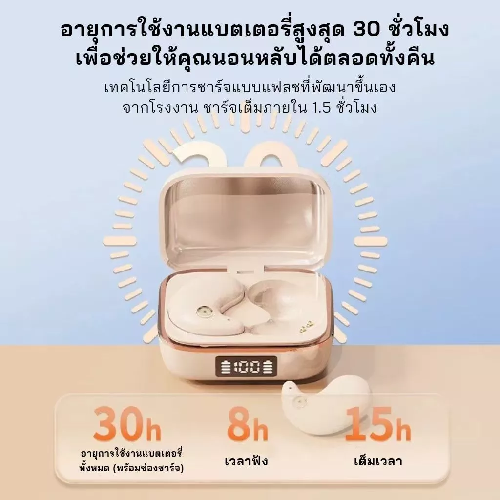 หูฟังใส่นอน หูฟังสำหรับการนอนหลับ J11 หูฟังไร้สาย Bluetooth 5.3 มีสายแถม เสียงสเตอริโอระดับ HiFi พร้อมไมโครโฟนในตัวแบบกันน้ำ