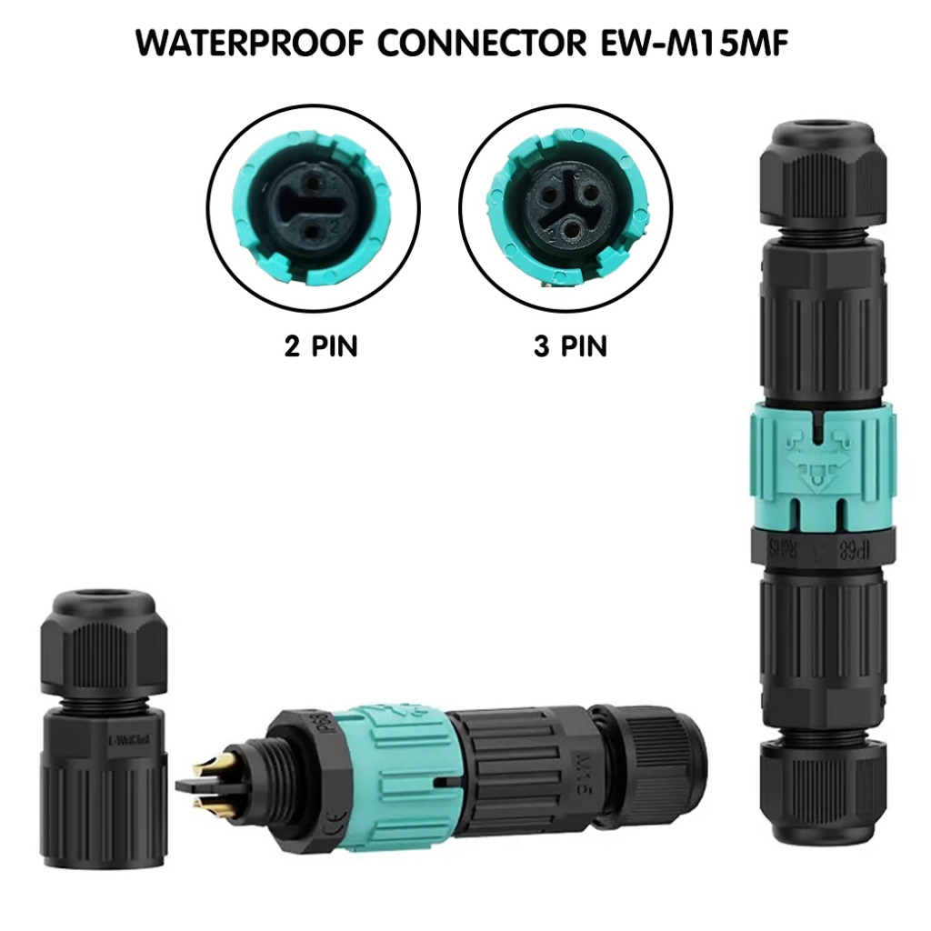 WATERPROOF CONNECTOR EW-M15MF บัดกรีสาย ขั้วต่อไฟฟ้ากันน้ำ | Shopee ...