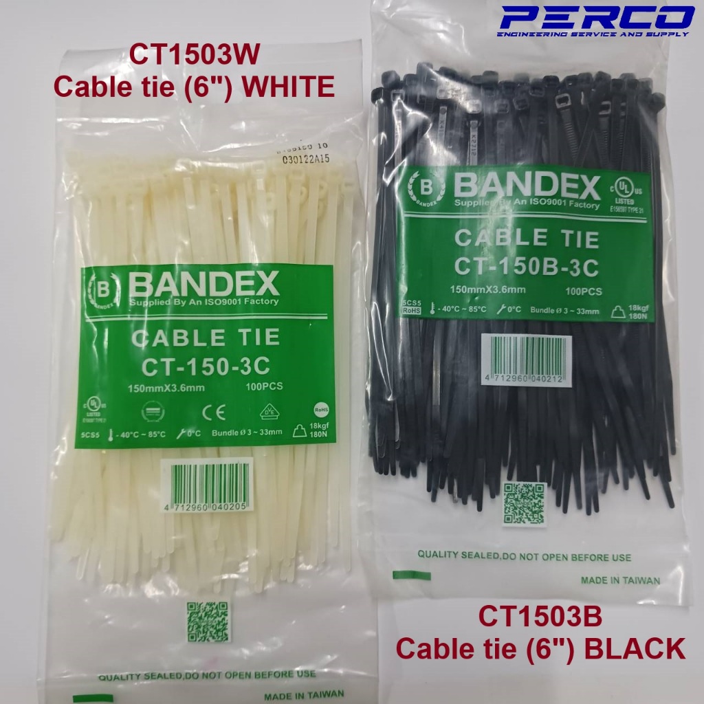 เคเบิ้ลไทร์ Bandex สีขาว CT-150-3C , สีดำ CT-150B-3C Cable Tie ขนาด 6 ...