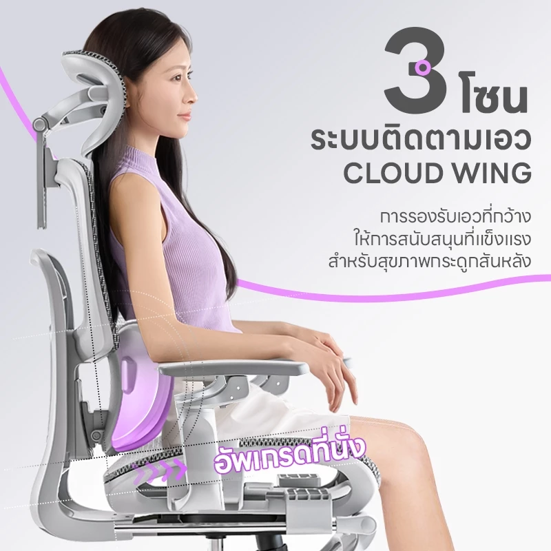 Xpanse รุ่น W202 เก้าอี้สุขภาพ Ergonomic Chair รองรับเอวปรับสรีระ ฟังก์ชั่นคุ้มค่าเพื่อการทำงานที่ยาวนาน