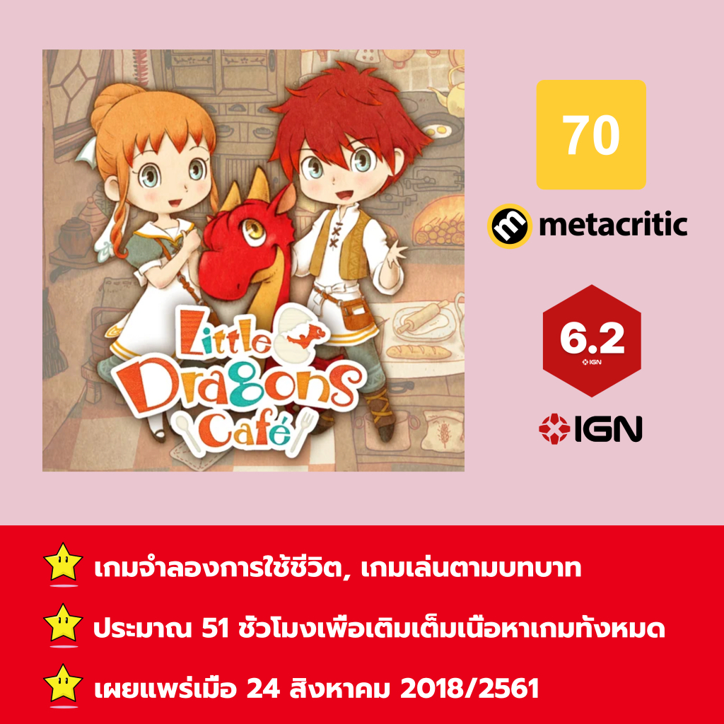[บัญชีสำหรับเช่าเกมส์] ให้คุณได้เล่นภายใน 1 ปี; Little Dragons Café